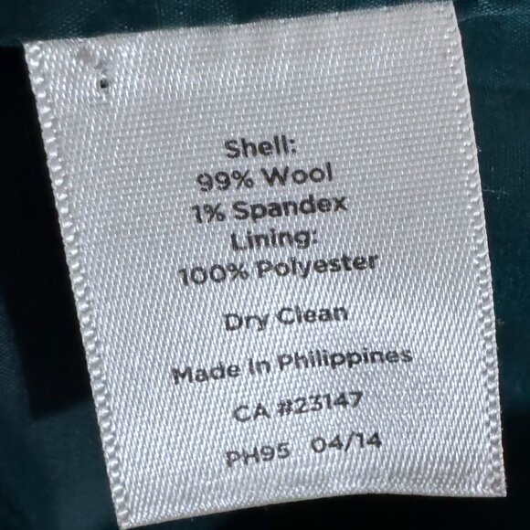 Talbots Woman Wool Blend Jacket Blazer Teal Blue Green 18W - Picture 5 of 6
